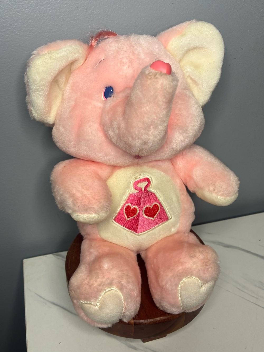 1984 Care Bears Cousins Lots-A-Heart Elephant Plush Kenner Taiwan